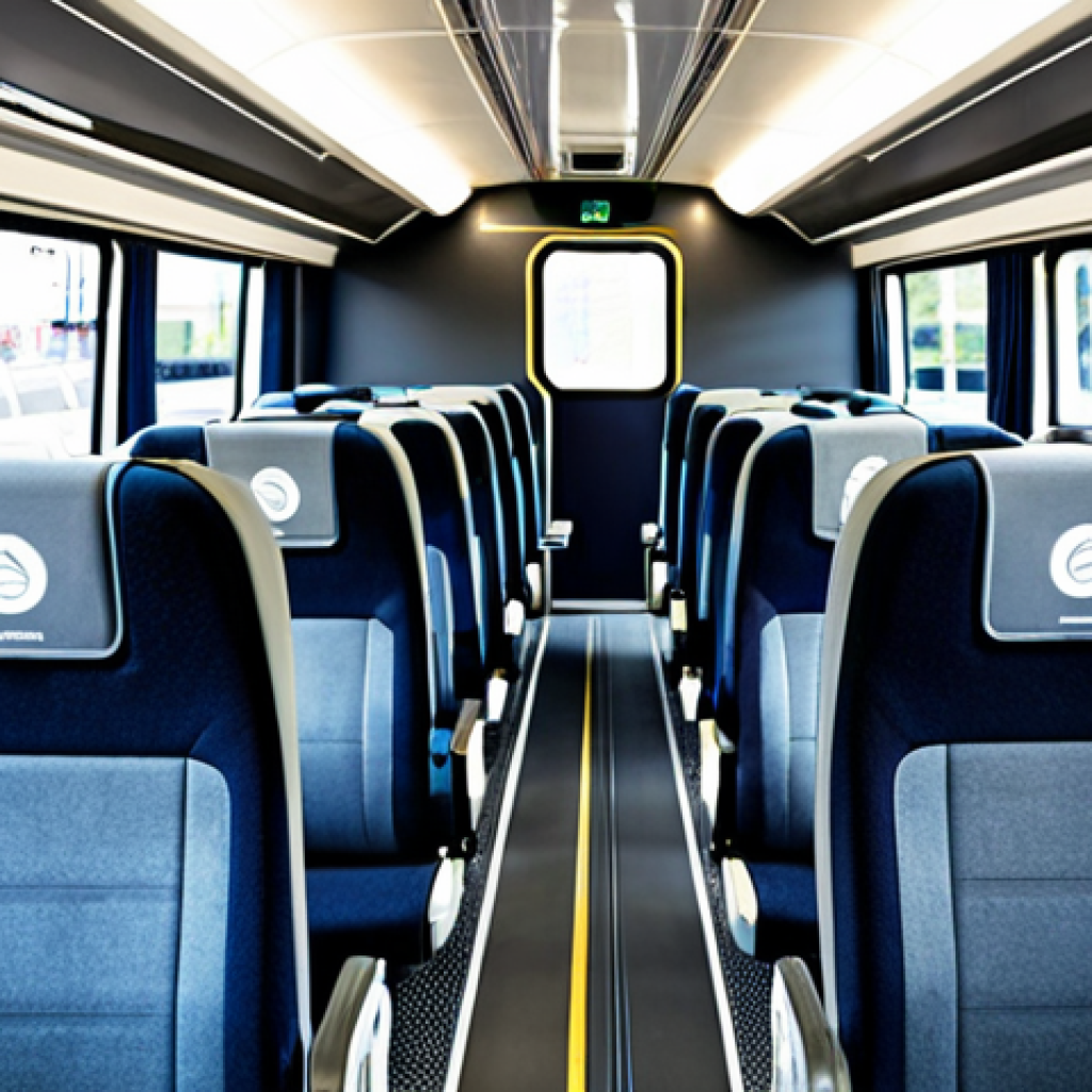 공업디자인과 대중교통 디자인 - **

"Modern, accessible bus interior.  Ergonomic seating with adjustable lumbar support, clear signa...