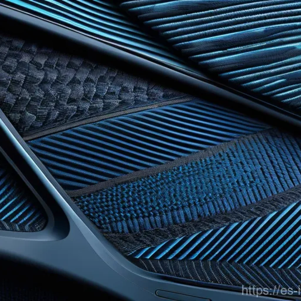 공업디자인과 3D 텍스타일 - **Futuristic Automotive Interior Panel with Integrated 3D Textiles**
    A close-up, high-definition...