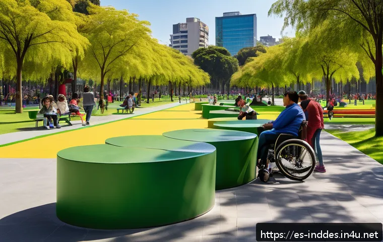 공업디자인과 공공 디자인 - A vibrant urban park in Mexico City featuring multifunctional green spaces with accessible walking p...